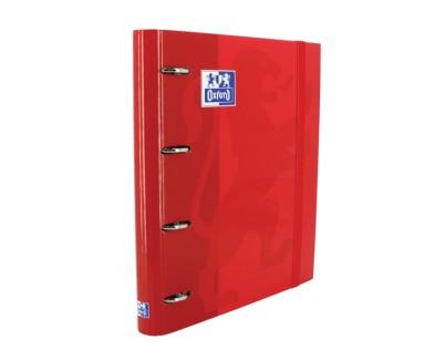 Oxford Europeanbinder Classic A4+ Carpeta de Anillas con Recambio Cuadricula 5x5 - Tapa Extradura - Cierre con Goma Elastica - Color Rojo