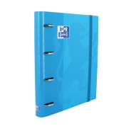 Oxford Europeanbinder Classic A4+ Carpeta de Anillas con Recambio Cuadricula 5x5 - Tapa Extradura - Cierre con Goma Elastica - Color Turquesa