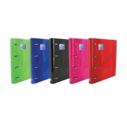 Oxford Europeanbinder Classic Carpeta de 4 Anillas Formato A4+ con Recambio Cuadriculado 5x5mm y 4 Taladros - Cierre con Goma Elastica - Colores Surtidos
