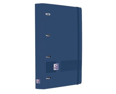 Oxford Europeanbinder Live & Go A4+ Carpeta Tama&ntilde;o A4+ con Recambio de 100 Hojas Cuadricula 5x5mm - Tapa de Plastico Polyfoam - Cierre con Goma - Color Azul Marino