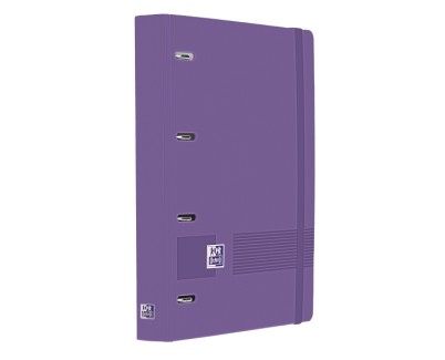 Oxford Europeanbinder Live & Go A4+ Carpeta Tama&ntilde;o A4+ con Recambio de 100 Hojas Cuadricula 5x5mm - Tapa de Plastico Polyfoam - Cierre con Goma - Color Lila