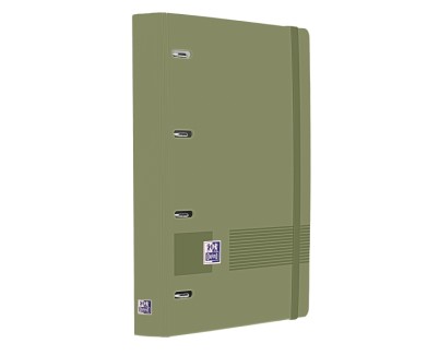 Oxford Europeanbinder Live & Go A4+ Carpeta Tama&ntilde;o A4+ con Recambio de 100 Hojas Cuadricula 5x5mm - Tapa de Plastico Polyfoam - Cierre con Goma - Color Verde Safari