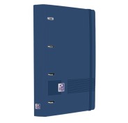 Oxford Europeanbinder Live & Go A4+ Carpeta Tamaño A4+ con Recambio de 100 Hojas Cuadricula 5x5mm - Tapa de Plastico Polyfoam - Cierre con Goma - Color Azul Marino