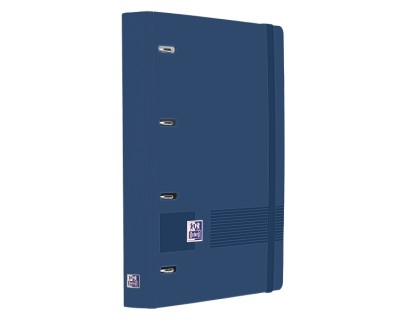 Oxford Europeanbinder Live & Go A4+ Carpeta Tamaño A4+ con Recambio de 100 Hojas Cuadricula 5x5mm - Tapa de Plastico Polyfoam - Cierre con Goma - Color Azul Marino