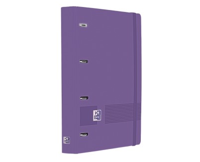 Oxford Europeanbinder Live & Go A4+ Carpeta Tamaño A4+ con Recambio de 100 Hojas Cuadricula 5x5mm - Tapa de Plastico Polyfoam - Cierre con Goma - Color Lila