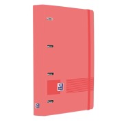 Oxford Europeanbinder Live & Go A4+ Carpeta Tamaño A4+ con Recambio de 100 Hojas Cuadricula 5x5mm - Tapa de Plastico Polyfoam - Cierre con Goma - Color Sandia