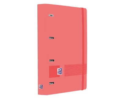 Oxford Europeanbinder Live & Go A4+ Carpeta Tamaño A4+ con Recambio de 100 Hojas Cuadricula 5x5mm - Tapa de Plastico Polyfoam - Cierre con Goma - Color Sandia