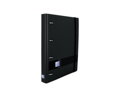 Oxford Europeanbinder Live&Go A5+ con Recambio Dots - Tapa Plastico Superresistente - Anillas 4x25mm - Cierre con Goma Elastica - Color Negro