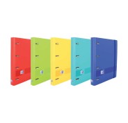 Oxford Europeanbinder Live & Go Carpeta de 4 Anillas Formato A4+ con Recambio Cuadriculado 5x5mm y 4 Taladros - Tapa de Plastico Resistente - Cierre con Goma Elastica - Colores Surtidos