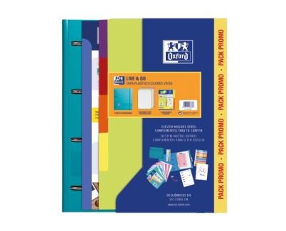 Oxford Europeanbinder Live & Go Carpeta Tamaño A4+ con Recambio + Separadores - Tapa de Plastico Polyfoam - Colores Vivos Aleatorios