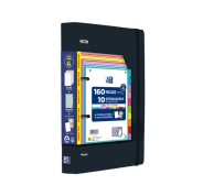 Oxford Europeanbinder Live & Go XL Pack con Carpeta A4+ con Recambio de 160 Hojas Cuadricula 5x5 + 10 Separadores de Plastico + Hoja con Stickers Removibles + Pizarra Write & Eraser - Tapa de Plastico Polyfoam - Cierre con Goma - Color Negro