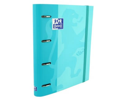 Oxford Europeanbinder Touch A4+ Carpeta de Anillas con Recambio Cuadricula 5x5 - Tapa Extradura - Cierre con Goma Elastica - Color Azul Pastel