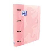 Oxford Europeanbinder Touch A4+ Carpeta de Anillas con Recambio Cuadricula 5x5 - Tapa Extradura - Cierre con Goma Elastica - Color Flamingo Pastel