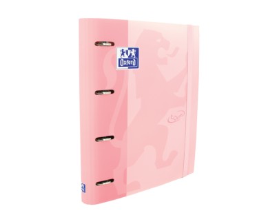 Oxford Europeanbinder Touch A4+ Carpeta de Anillas con Recambio Cuadricula 5x5 - Tapa Extradura - Cierre con Goma Elastica - Color Flamingo Pastel