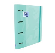Oxford Europeanbinder Touch A4+ Carpeta de Anillas con Recambio Cuadricula 5x5 - Tapa Extradura - Cierre con Goma Elastica - Color Ice Mint Pastel