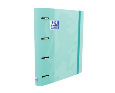 Oxford Europeanbinder Touch A4+ Carpeta de Anillas con Recambio Cuadricula 5x5 - Tapa Extradura - Cierre con Goma Elastica - Color Ice Mint Pastel
