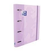 Oxford Europeanbinder Touch A4+ Carpeta de Anillas con Recambio Cuadricula 5x5 - Tapa Extradura - Cierre con Goma Elastica - Color Malva Pastel