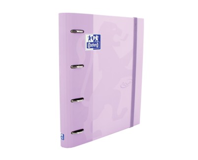 Oxford Europeanbinder Touch A4+ Carpeta de Anillas con Recambio Cuadricula 5x5 - Tapa Extradura - Cierre con Goma Elastica - Color Malva Pastel