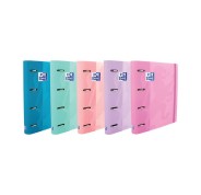 Oxford Europeanbinder Touch Carpeta de 4 Anillas Formato A4+ con Recambio Cuadriculado 5x5mm y 4 Taladros - Tapa Tacto Suave - Cierre con Goma Elastica - Colores Surtidos Pastel