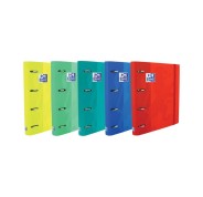 Oxford Europeanbinder Touch Carpeta de 4 Anillas Formato A4+ con Recambio Cuadriculado 5x5mm y 4 Taladros - Tapa Tacto Suave - Cierre con Goma Elastica - Colores Surtidos