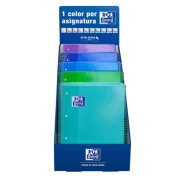 Oxford Europeanbook 1 Classic Expositor con 25 Cuadernos Espiral A4+ 80 Hojas Cuadicula 5x5 Microperforado - Tapa Extradura - Colores Frios Surtidos