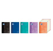 Oxford Europeanbook 4 Cuaderno A5+ Cuadriculado 5x5mm 120 Hojas 90gr - Tapa Superresistente - 4 Bandas de Color - Colores Vivos Surtidos
