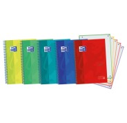 Oxford Europeanbook 5 Touch Cuaderno Espiral A4+ Cuadricula 5x5 - 120 Hojas con Bandas de Color - Tapa Extradura Resistente - Colores Vivos Surtidos