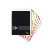 Oxford Europeanbook 8 Live & Go Cuaderno Espiral A5+ 160 Hojas Cuadricula 5x5 - 8 Bandas de Color - Tapa de Plastico Resistente - Color Negro