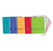 Oxford Europeanbook 8 Live & Go Pack de 5 Cuadernos Espiral Formato A4+ Cuadriculado 5x5mm - 160 Hojas Microperforadas con 4 Taladros - Tapa de Plastico - 8 Bandas de Color - Colores Surtidos