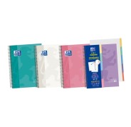 Oxford Europeanbook A5+ Cuaderno Espiral 100 Hojas Cuadricula 5x5 - Tapa Extradura Acabado Brillante - 5 Pestañas Troqueladas - Colores Surtidos