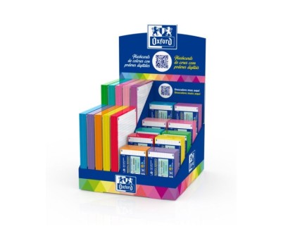 Oxford Flashcards Expositor con 60 Paquetes de Tarjetas FlashCards 2.0 A5 y A7 - 20 Sobres A5 de Colores Vivos - 40 Sobres A7 de Colores Vivos y Pastel - Colores Surtidos