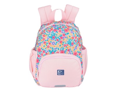Oxford Floral Mochila Infantil 8.5L - 2 Bolsillos Laterales con Goma Eslastica - Espalda Acolchada Ergonomica - Elementos Reflectantes - Asas Acolchadas y Ajustables - Material Repelente al Agua - Color Rosa