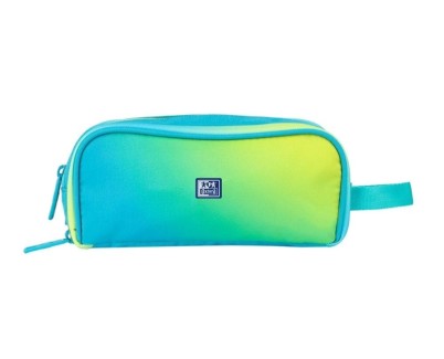 Oxford Gradient Estuche Portatodo - 3 Cremalleras - Asa Lateral - Fabricado en Material Reciclado - Color Electric Lime
