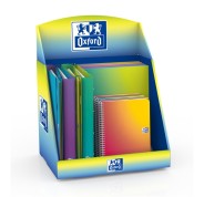 Oxford Gradient Expositor con 14 Productos - 5 Cuadernos de Espiral A4+ - 5 Cuadernos de Espiral A5+ - 4 Carpetas de Anillas A4+ - Colores Surtidos