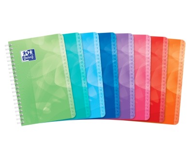 Oxford Lagoon Indice Alfabetico Espiral 50 Hojas Cuadricula 5x5 - Tama&ntilde;o 11x17cm - Tapa de Plastico Resistente - Organiza tus Documentos Facilmente - Colores Surtidos