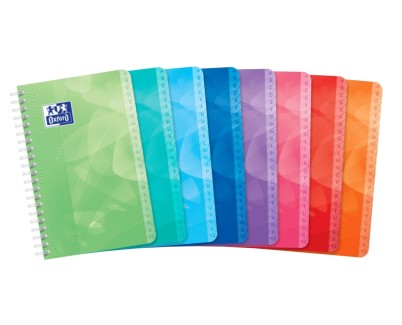 Oxford Lagoon Indice Alfabetico Espiral 50 Hojas Cuadricula 5x5 - Tamaño 11x17cm - Tapa de Plastico Resistente - Organiza tus Documentos Facilmente - Colores Surtidos