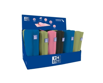 Oxford Live and Go Expositor con 22 Estuches - 8 Rectangulares Medianos - 10 Cuadrados Compactos - 4 Cuadrados Grandes - 39.5x24x24.5cm - Colores Vivos Surtidos