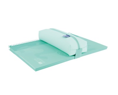 Oxford Live & Go Estuche Rectangular Mediano - Material Acolchado - Goma Elastica para unirlo al Cuaderno - Color Azul