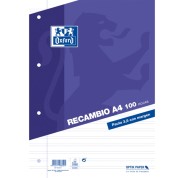 Oxford Recambio de 100 Hojas Pauta de 3.5mm con Margen - 4 Taladros