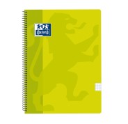 Oxford School Classic Cuaderno Espiral Tamaño Folio Cuadricula 4x4mm - 80 Hojas - Tapa de Plastico - Color Lima