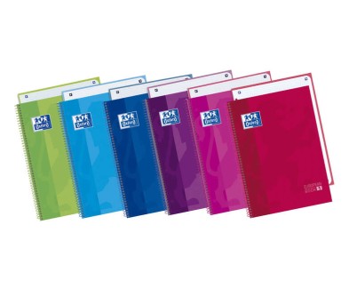 Oxford School Classic Europeanbook 1 Cuaderno A4+ 80 Hojas Microperforadas Cuadricula 5x5mm - Tapa Extradura - 4 Cuadernos por Color