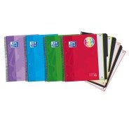 Oxford School Classic Europeanbook 4 Cuaderno Doble Espiral A4+ Cuadricula 5x5 - 120 Hojas Microperforadas 4 Taladros - Tapa Extradura Resistente - Incluye 3 Separadores - Colores Surtidos