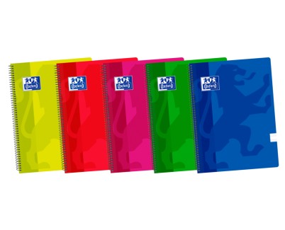 Oxford School Classic F&ordm; Cuaderno Espiral - Tapa de Plastico - Pauta 3.5 con Margen - 80 Hojas - Colores Surtidos