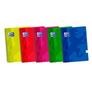 Oxford School Classic Fº Cuaderno Espiral - Tapa de Plastico Resistente - Cuadricula 5x5 con Margen - 80 Hojas - Colores Surtidos