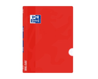 Oxford School Classic Openflex A4 - Tapa de Plastico Resistente - Libreta Grapada 4x4 con Margen - 48 Hojas de Alta Calidad - Color Rojo