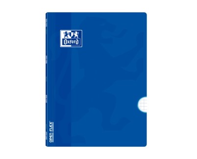 Oxford School Classic Openflex Libreta Grapada A4 48 Hojas Cuadricula 4x4 con Margen - Tapa de Plastico Translucido - Ideal para Estudiantes - Color Azul