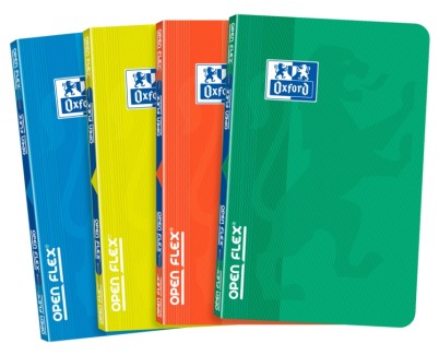 Oxford School Classic Openflex Libreta Grapada A6 48 Hojas Cuadricula 5x5 - Tapa de Plastico Translucido - Ideal para Estudiantes - Colores Surtidos