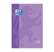 Oxford School Classic Recambio Encolado A4 80 Hojas Cuadricula 5x5 - Recuadro del Color de la Tapa - Tapa Color Malva