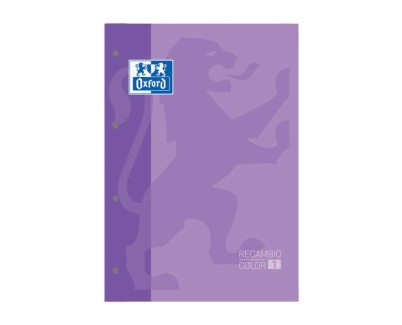 Oxford School Classic Recambio Encolado A4 80 Hojas Cuadricula 5x5 - Recuadro del Color de la Tapa - Tapa Color Malva