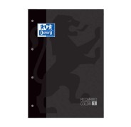 Oxford School Classic Recambio Encolado A4 80 Hojas Cuadricula 5x5 - Recuadro del Color de la Tapa - Tapa Color Negro